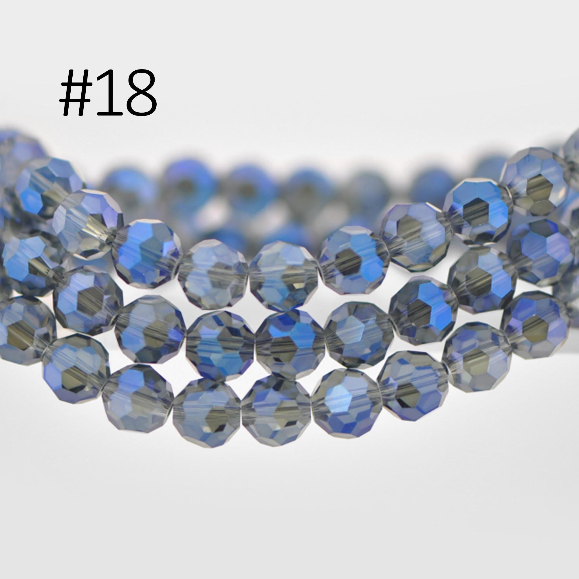70pcs Round Faceted Crystal Glass Beads 8mm (32QZ-08)
